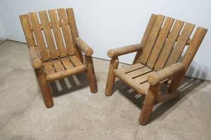 lot 32 image: childrens log chairs