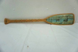 lot 159 image: painted & signed wildlife oar Nancy Luloff 97
