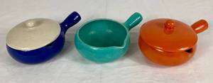 lot 30 image: Red Wing Pottery Soup Bowl Crocks with Handles and 2 lids