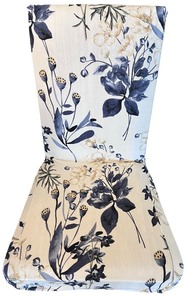 lot 102 image: Set of 6 Blue Floral Elastic Chair Covers