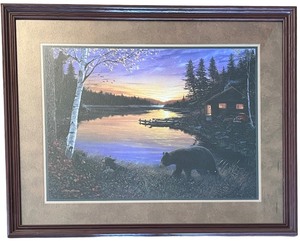 lot 73 image: Cabin on the Pond-Sunset by Ervin Molnar