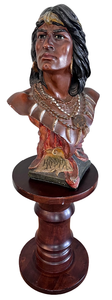 lot 5 image: Antique Chief Hiawatha Chalkware Bust on Pedestal