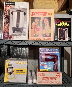 lot 231 image: Coleman Water Jug, Drill, Lights, Heater & More