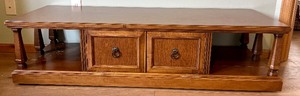 lot 71 image: Oak Coffee Table On Wheels