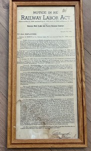 lot 243 image: Framed Railway Vintage Labor Act