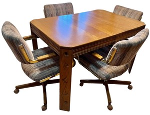 lot 55 image: Vintage Kitchen Table With 4 Caster Chairs