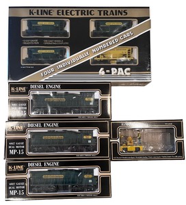 Kennecott Copper Corp. K-Line Trains 4 Pac & 3 Diesel Engines & Hand Car, New