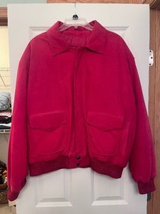 lot 148 image: Retro Wilsons Adventure Bound Womens Red Suede Bomber Jacket XL