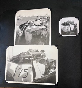 lot 192 image: Antique Car & Racing Handmade Scrapbook including Vintage Black and White Photographs.