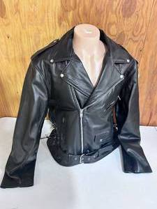 lot 102 image: Allstate Leather Buffalo Leather Motorcycle Jacket- Size 54