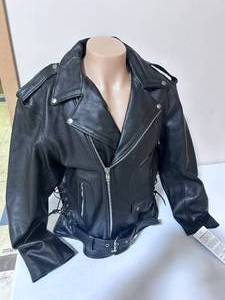 lot 104 image: Allstate Leather Buffalo Leather Motorcycle Jacket- Size 52