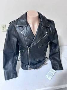 lot 105 image: Allstate Leather Buffalo Leather Motorcycle Jacket- Size 44