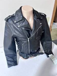lot 106 image: Allstate Leather Buffalo Leather Motorcycle Jacket- Size 40