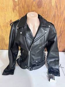 lot 107 image: Allstate Leather Buffalo Leather Motorcycle Jacket- Size 46