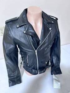 lot 109 image: Allstate Leather Buffalo Leather Motorcycle Jacket- Size 38