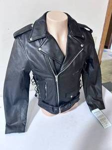 lot 110 image: Allstate Leather Buffalo Leather Motorcycle Jacket- Size 40