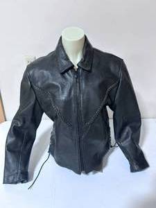 lot 122 image: All-State Leather Black Leather Motorcycle Jacket- Size Large