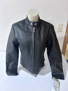 lot 125 image: All-State Leather Black Leather Motorcycle Jacket - Size Small