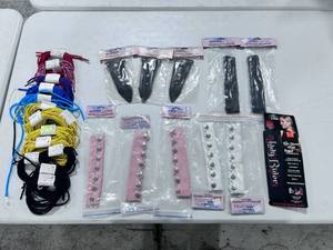 lot 303 image: Biker Vest and shoe lace, Leather Hair Accessories Lot