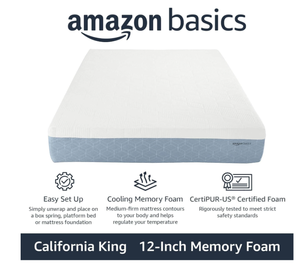 lot 2 image: Amazon Basics Gel Memory Foam California King Mattress