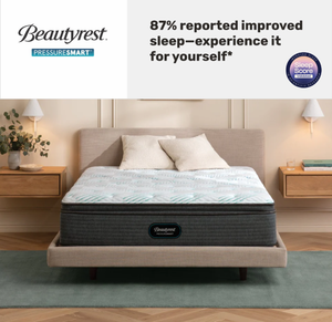 lot 14 image: Beautyrest PressureSmart Standard Plush Pillow Top Queen Mattress  NO RESERVE