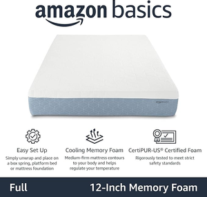 lot 24 image: Amazon Basics Medium Firm Memory Foam Full Mattress - No Reserve