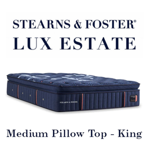 lot 5 image: Stearns & Foster Lux Estate King Size Medium Euro Pillow Top Mattress - MSRP $4,399.00 - No Reserve