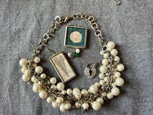 lot 70 image: Jewelkade Faux Pearl & Crystal Necklace w Charms