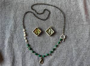 lot 71 image: Jewelkade Green & White Beaded Necklace and Charm
