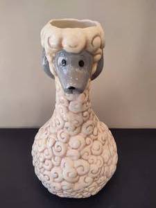 lot 24 image: Ceramic Lamb Tall Flower Vase