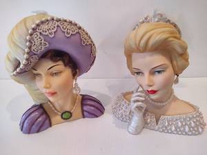 Vintage Cameo Girls Lady Vases Busts