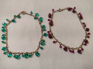 lot 116 image: Amethyst & Emerald Glass Bead Anklets