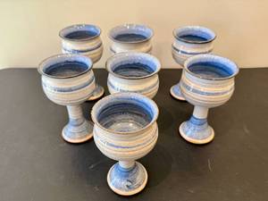lot 58 image: Vintage Stoneware Pottery Goblets