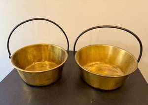 lot 41 image: Set of Two Antique Brass Buckets with Handles