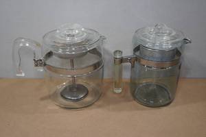 lot 32 image: 2 Pyrex Drip Percolator Coffee Pots