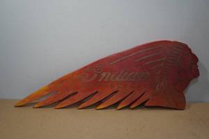 lot 65 image: Wooden Indian Motorcycle Sign