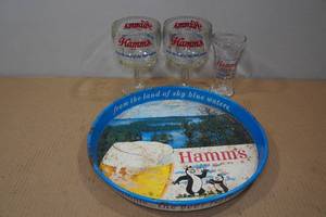 lot 71 image: Hamms Serving Tray with Glasses