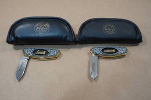 lot 92 image: 2 Franklin Mint Railroad Pocket Knives -Jupiter, Flying Scotsman London