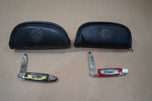 lot 100 image: 2 Franklin Mint Pocket Knives -1951 Hudson Hornet, 1953 Studebaker Commander