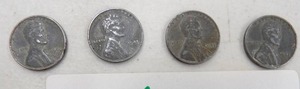 4- 1943 STEEL PENNIES