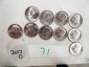 lot 71 image: 10) 2017D KENNEDY HALF DOLLARS NIFC COLLECTORS ONLY COINS