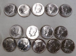 lot 76 image: 5) 2019D, 9) 2019P KENNEDY HALF DOLLARS NIFC COLLECTORS ONLY COINS