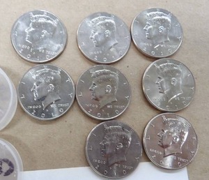 lot 87 image: 6) 2010D, 2) 2010P KENNEDY HALF DOLLARS NIFC COLLECTORS ONLY COINS