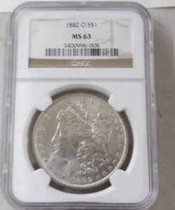 lot 163 image: 1882O $1 MORGAN MS63 90% SILVER