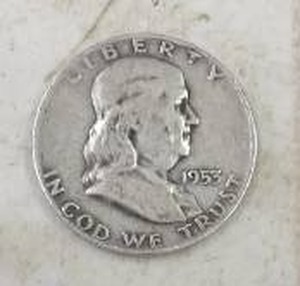 lot 167 image: 1953D BENJAMIN HALF DOLLAR 90% SILVER