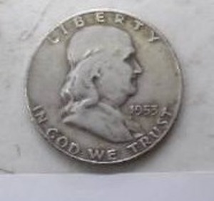 lot 180 image: 1953D BENJAMIN HALF DOLLAR 90% SILVER