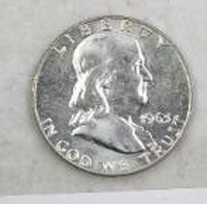 lot 187 image: 1963D BENJAMIN HALF DOLLAR 90% SILVER