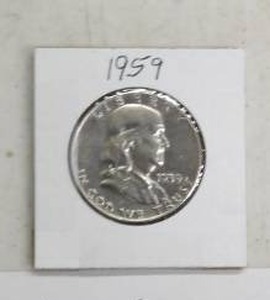 lot 194 image: 1959 BENJAMIN HALF DOLLAR 90% SILVER