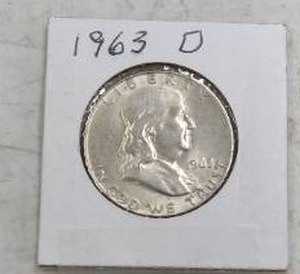 lot 197 image: 1963D BENJAMIN HALF DOLLAR 90% SILVER