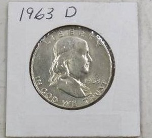 lot 198 image: 1963D BENJAMIN HALF DOLLAR 90% SILVER